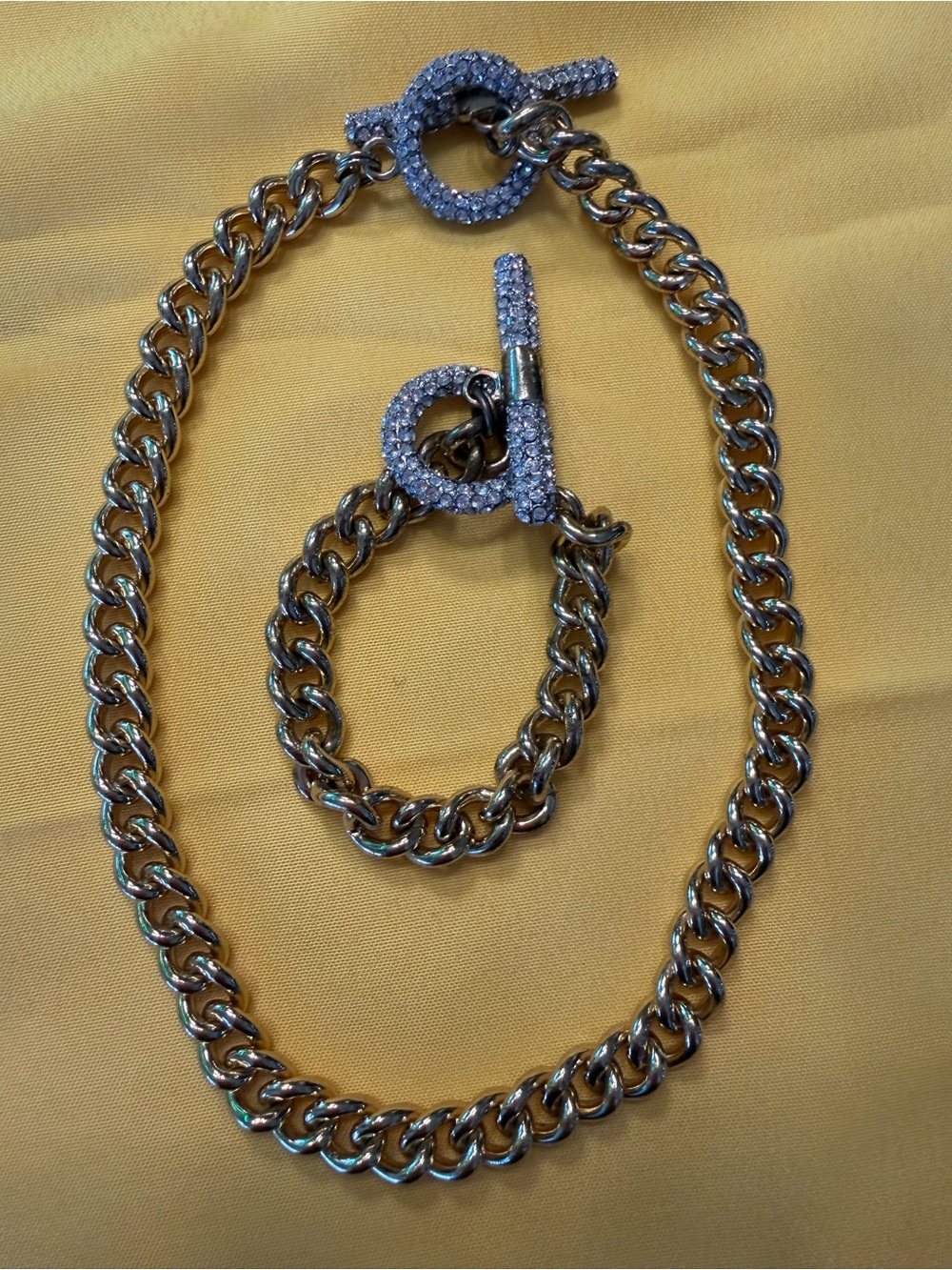 Park Lane Gold Crystal Chain Necklace & Bracelet Set New